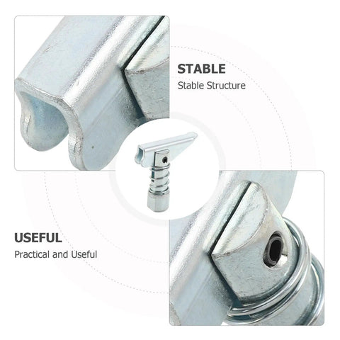 Close-up of Heavy Duty Forklift Limit Fixed Pin 3 Pack Lock Pin With Spring Loaded Plunger for secure fork attachment.