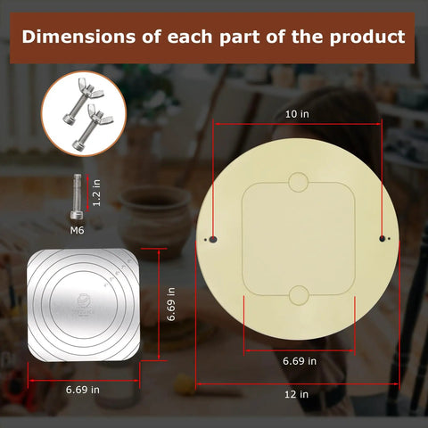 12 Inch PVC Pottery Wheel Bat System With Six Replaceable One Point Five Millimeter Aluminum Plates Pro Grade Anti Vibration Pads And Fixing Screws For Ceramic Artists And Potters Clay Throwing