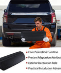 Chevrolet Suburban Tahoe GMC Yukon Rear Bumper Trailer Hitch Cover Compatible 2021 2022 2023 2024; man holding cover
