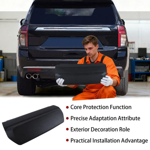 Chevrolet Suburban Tahoe GMC Yukon Rear Bumper Trailer Hitch Cover Compatible 2021 2022 2023 2024; man holding cover