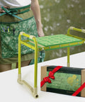 Garden Stool And Kneeler Set with 10 inch wide soft kneeling pad, non slip bench shown with elegant apron and gift box