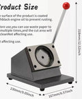 DIY Fridge Magnet Kit With Paper Cutter And 100 Supplies for Custom Magnets, featuring size dimensions and metal cutter