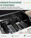 Propane Gas Griddle Grill Combo With Porcelain Enamel Cast Iron Grates And Cast Iron Pan, fire chamber detail