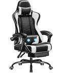 Gaming Chair With Footrest And Massage Lumbar Support, Ergonomic Computer Chair With Height Adjustable, Swivel Seat, And Headrest, White Finish