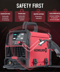 140A Gasless Flux Core MIG Welder 3 In 1 MIG MMA TIG Capabilities Portable 110V IGBT Inverter with safety features