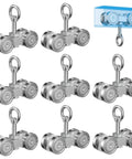 Four Wheel Unistrut Trolley Assembly Kit With Silent M10 Bolt And Nuts for 1-5/8 Inch Strut, includes lifting eye nut, 8-pack