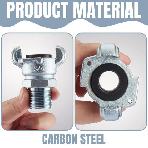 Four Pack 3/4 Inch Chicago Style NPT Iron Air Fittings With 2 Lug Universal Couplings for female and male ends, carbon steel