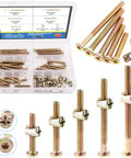 Zinc Plated M6 Hex Socket Head Cap Screws Kit, Assorted 40 50 60 70 80mm with Beefy Barrel Nuts, 100 Pieces displayed in clear box