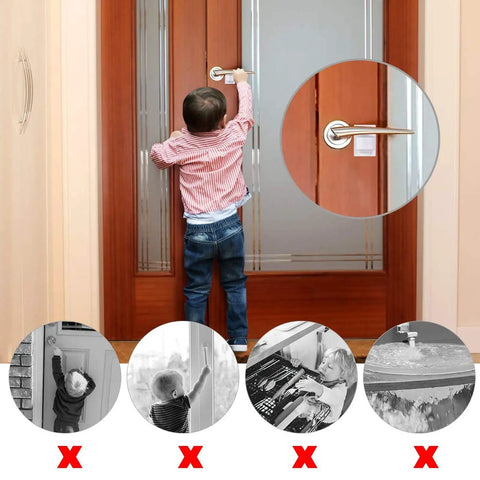 Kid Friendly Door Lever Lock For Easy Baby Proofing No Drill Install Simple One Hand Use Toddler Safe Door Handle Lock in use