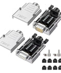 DB9 Breakout Connector Kit Two Pack One Male One Female Solderless Terminal Block D Sub 9 Pin RS232 RS485 Serial Adapter With Metal Case Bolts