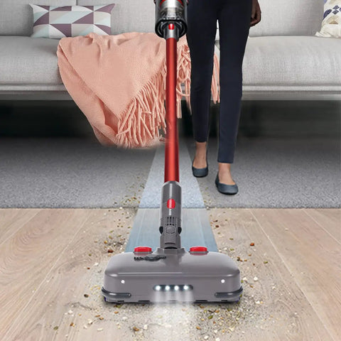 Mop Head Attachment For V7 V8 V10 V11 Vacuum Cleaners With LED Headlights, Water Reservoir, And 6 Reusable Mop Pads in use on floor