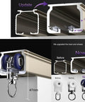 Close-up of Smooth As Butter Heavy Duty Ceiling Curtain Rail showing upgraded silent gliding pulleys and aluminum track system.