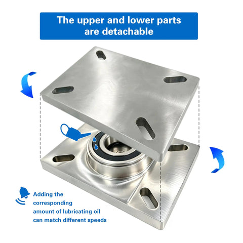 Heavy Duty Swivel Plate Turntable Bearing For Workstations And Welding Tables Ideal For Production Lines And Display Setups Kingpinless Rotating Platform With Smooth Load Bearing And Flexible Angling For Easy Tooling And Assembly, detachable steel plates