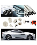 Super Smooth Cotton Polishing Cone Kit With 6mm Shank For Buffing Car Paint And Waxing Details Fast Using Any Rotary Tool In 1 Or Multiple Piece Sets, showing polishing cones and car exhaust.