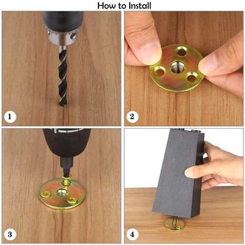 Installation steps for 8 Pack 5.7 Inch Plastic Furniture Legs For Sofas Chairs Cabinets Dressers And Beds Square Tapered Feet.