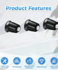 3 Piece Matte Black Tub And Shower Knob Replacement Kit For Verve And Windsor Faucet Handles, Hot And Cold Diverter Trim