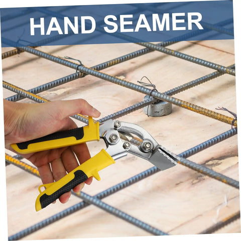 Ergonomic Hand Seamer Tool For Ductwork And Metal Panels With Non Slip Handles used in HVAC electrical projects on metal bars