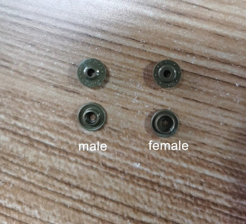 Snap Fasteners Kit With Pliers Size 16 T3 Plastic No Sew Buttons for crafts sewing, showing male and female snap parts.