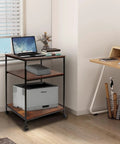 Top Shelf Premium Steel Frame 3 Tier Printer Stand Beefy Rolling Cart for Laser Inkjet Machines with Dead Simple Adjustable Shelves Swanky Lockable Wheels Nifty Desk Supply Holder Rack in home office setup.