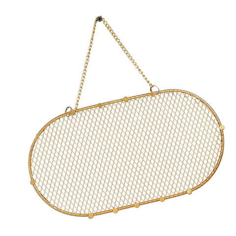 Wall Mounted Jewelry Organizer With Grid Design For Earrings Necklaces Bracelets And Watches In A Dope Sleek Iron Gold Finish Display
