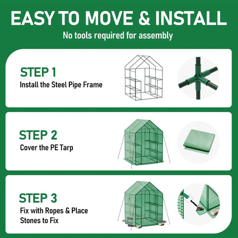 Walk-In Greenhouse With Heavy Duty Steel Frame And Thick PE Cover, 56 By 56 By 78 Inches, Perfect Plant Shelter For Your Garden, Outdoors Or Indoors, Keeps Plants Protected And Growing Strong