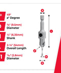 Heavy Duty Top Shelf Countersink Drill Bit 1/4 Quick Release Hex Shank 82 Degree Taper specs showing dimensions and angles.