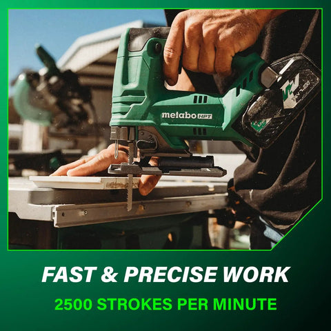 Person using Lightweight 18V Cordless Jig Saw With 2,500 SPM, Four Cutting Modes, Tool-Less Blade Change on wood