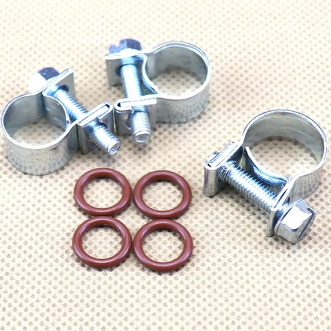 Five Sixteenth Inch Gas Fuel Line Quick Release Disconnect Kit Set with stainless steel clamps and Viton O-rings