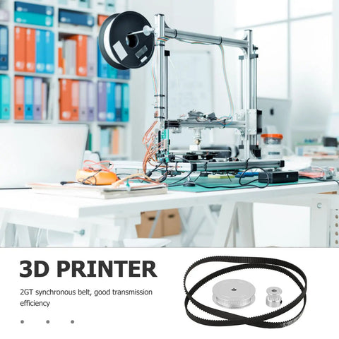 Awesome Timing Belt Pulley Kit With 20 And 60 Tooth Synchronous Wheels Made From Tough Aluminum Alloy For Model Machines And 3D Printers Providing A Sweet 1 To 3 Gear Ratio For Super Smooth Speed Control And Easy Install Every Time. 3D printer 2GT belt and aluminum pulleys