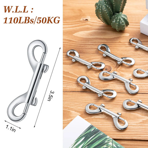 30-pack silver zinc-alloy double-ended bolt snap hooks, 3.5 in long for keys and pet leashes