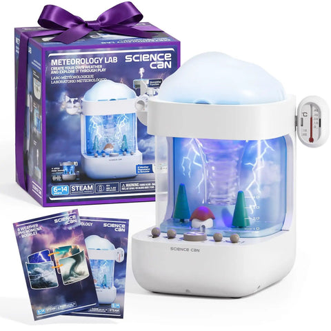 Hands On 3 In 1 Weather Station Toy For Kids Ages 6 To 8, Eight Weather Modes Weather Lab STEM Kit For Curious Young Meteorologists, Kid Approved Fun Educational Science Toy, white desktop unit with box