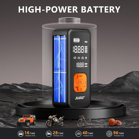 Portable Tire Inflator Air Pump With Digital Pressure Gauge And LED Light, 4X Faster Inflation To 150 PSI display