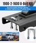 Replacement Safety Chain U-Bolt Kit For Gooseneck Hitches showing galvanized U-bolts installed on a trailer hitch.