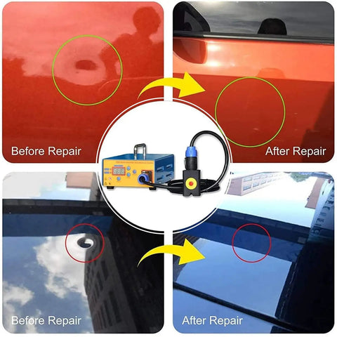 Car Dent Repair Kit With Magnetic Induction Tool And Hot Box For Paintless Dent Removal Before and After Repair Results