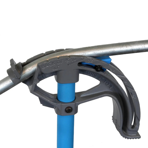 Heavy Duty 3/4 Inch Emt Guardian Bender With Handle Adjustable Angle Stopper For Easy Electrical Conduit Pipe Bending 22 30 45 60 90 Degrees close-up of ductile iron head with adjustable angle settings.