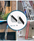 Anti Skid Ladder Feet Replacement Shoes Kit For Extension Ladders Aluminum Foot Pads 2 Pack shown with various ladder setups
