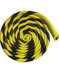 Heavy Duty U Channel Edge Corner Guard 197 Inch Yellow Black Self Adhesive NBR Foam Safety Tape in a rolled coil.