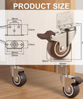 2 Inch L Shaped Caster Set Of 4 With Ball Bearing 360 Degree Swivel Wheels 450 Lbs Per Castor, dimensions shown.
