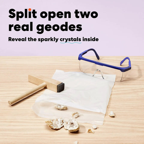 Science Explorer Gift Bundle For Kids 5-9: Geologist, Astronaut And Paleontologist Kits, Hands On STEM Projects, Space And Earth Science Fun, Build, Explore, Dig And Learn. Geode split kit with safety glasses and hammer