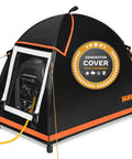 Small Inverter Generator Tent Cover While Running For Honda And Most 1000 To 2300 Watt Generators, black with orange trim