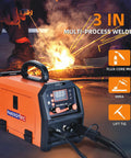 3 In 1 MIG Welder With Dual Voltage 110V 220V Flux Core Gasless MIG Lift TIG Stick Workhorse Portable Inverter Welder