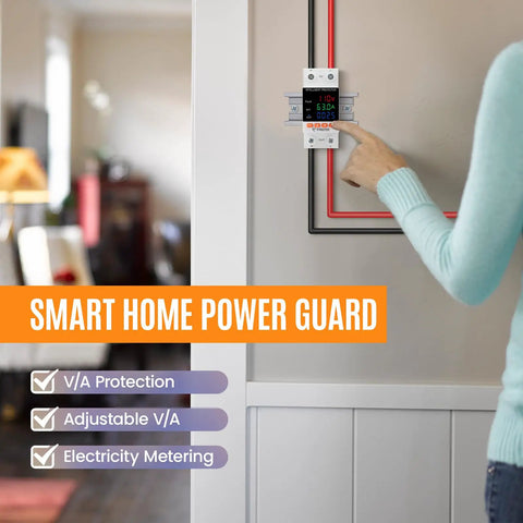 Keep Your Gear Chill And Protected From Rogue Power Spikes With This Adjustable Over And Under Voltage Protector Smart Circuit Breaker 110 To 230 Volt Ac 2P 63A, user interacting with a smart panel.