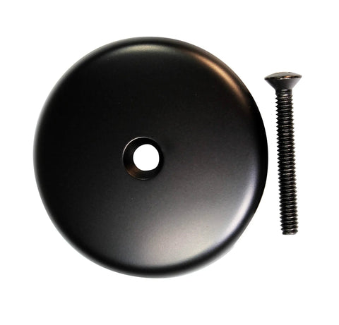 Heavy Duty Tip Toe Bathtub Drain Plug With One Hole Overflow Cap Oil Rubbed Bronze Finish smooth round disc and screw.