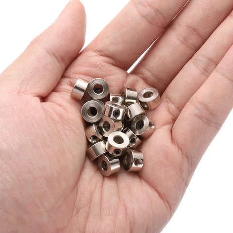 20 Pack Set Screw Shaft Collars 4.05mm Bore 9mm Outside Diameter 5mm Wide Nickel Plated Carbon Steel Drill Stop Collar For Shafts Positioners Spacers Bearings