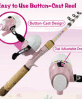 Kids Fishing Pole Set With Rod And Reel Combo Tackle Box Lures Net Bag Pink 59 Inch Sweet Starter Kit For Girls Beginners And Youth Anglers