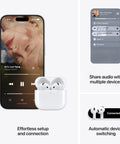 Straight Fire Wireless Earbuds Featuring Dope Active Noise Cancellation And Adaptive Audio For Chill Listening Sessions Plus Transparency Mode And All Day Power with phone displaying music.