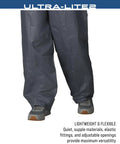 Ultra Lite2 Waterproof Breathable Rain Suit with pants, showcasing lightweight, weatherproof material, adjustable fit.