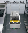 Heavy Duty Commercial Mobile Fryer Oil Filter Cart Wagon With 55 Liter Tank And 14.5 Gallon Capacity offers easy maneuverability in a kitchen setting.