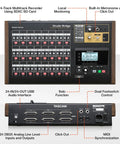 Studio Bridge 24 Channel Multi Track Recorder And USB Audio Interface With MIDI For Home Studio Recording front and back view.