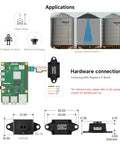 Slick Design D ToF Laser Range Sensor For Pro Robotics Projects featuring compact unit, hardware connection with Raspberry Pi.
